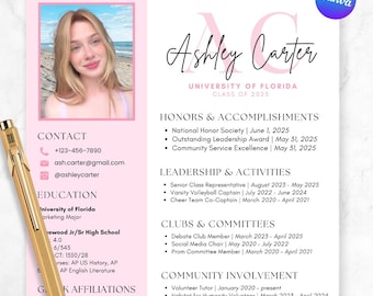Editable Pink Sorority Resume Template Detailed Canva Design with Photo Sorority Recruitment Cover Letter Sorority Packet Rush Resume