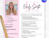 Editable Pink Sorority Resume Template, Canva Design with Photo, Sorority Recruitment Cover Letter, Rush Resume Template, Sorority Packet