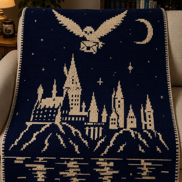Hogwarts-inspiriertes Mosaik-Häkelmuster für eine Harry-Potter-Decke