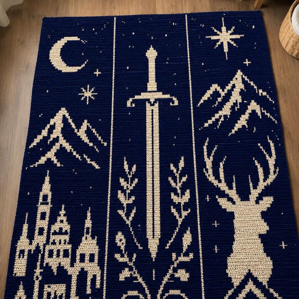 Modèle de couverture au crochet mosaïque romantique et fantastique