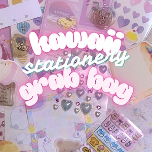 100+ Pieces Stationery Grab Bags Kawaii mystery box stickers pencil cases washi tapes memo sheets Korean Japan journal sets - surprise