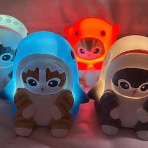 NUOVO Mofusand Light Gacha – Kawaii Gashapon Charm / Giocattolo a capsula giapponese / squalo / balena / Regalo per gli amanti dei gatti