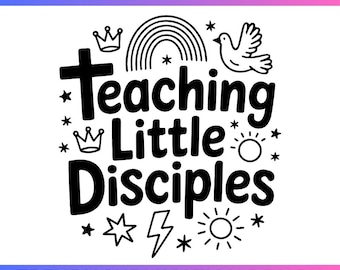 Teaching Little Disciples svg,Religious Bible Verse Design Svg,Retro Christian Teacher svg,Christian Kids Ministry png,ible Study Clipart