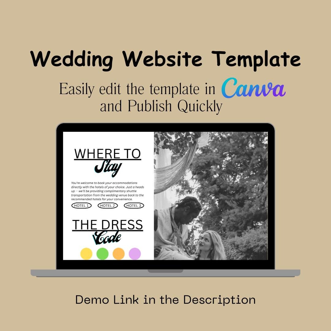 Editable Wedding Website Template Digital Invitation Website Canva