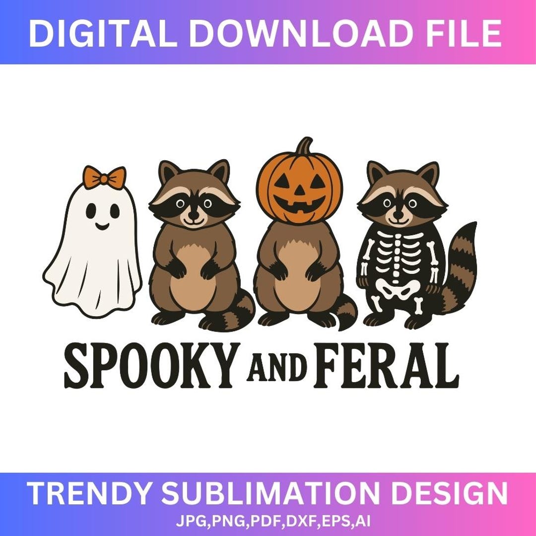 Spooky and Feral Raccoon Svg Png,creepy Cute Raccoon Ghost Png ...