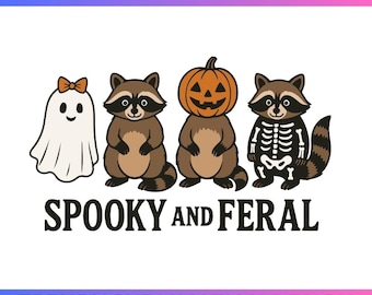 Spooky And Feral Raccoon Svg Png,Creepy Cute Raccoon Ghost Png,Halloween RaccoonPng,Retro Spooky And Feral Raccoon Png,Halloween Mama,Cricut