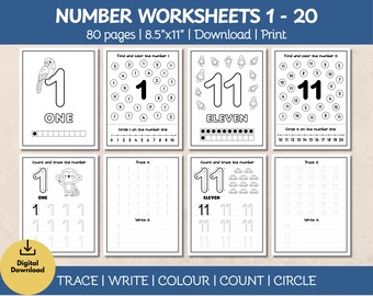 Feuilles d'exercices sur la recherche de nombres 1-20 : Fiches d'exercices de mathématiques pour la maternelle à la maternelle