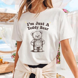 Cute Teddy Bear Unisex Tee, Casual Wear, Gift for Kids, Birthday Celebration, Comfortable Everyday Clothing, Kid-Friendly Design