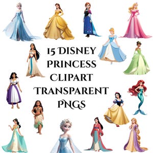 Princess PNG Bundle, Watercolor Princess Clipart,  Cute Cartoon Princess Clipart, Cute Girl Princesses PNGs Set for Crafts Birthday & Cards
