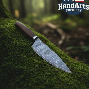 Cuchillo de chef de Damasco de cobre hecho a mano – Cuchillo de cocina forjado de 67 capas con mango de palisandro – Regalo personalizado para chefs