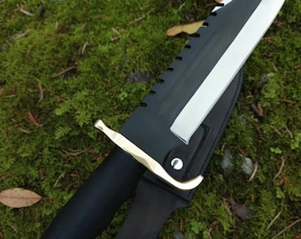 Custom Handmade Rambo Survival Bowie Knife – Full Tang High Carbon Steel Blade  – Tactical Hunting & Outdoor Knife