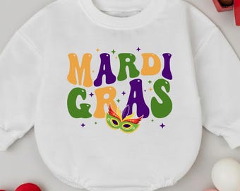 Personalised Mardi Gras Baby Romper, Baby girl bodysuit, Toddler mardi gras, Cute Mardi Gras Baby Outfit Gift
