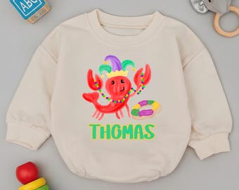 Personalised Name Mardi Gras Baby Romper, Baby Shower Gift, Newborn Outfit