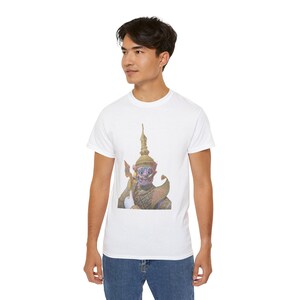 KHON Thailand T-Shirt - Hanuman Ramayana Mystical Character Gift Tee, Bangkok Temple, Unisex Cotton Top