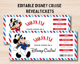 Mickey Cruise Ticket, Surprise Trip Reveal, Editable Surprise Cruise Gift Ticket, Editable Printable Ticket, Cruise Reveal Gift