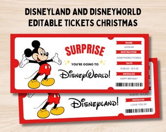 Surprise Disneyland Ticket | Disneyworld Ticket | Editable Ticket | Surprise Reveal Ticket Gift | Disneyland Gift Ticket Keepsake