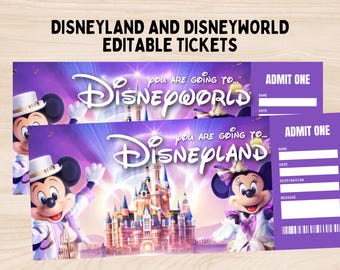 Surprise Disneyland Ticket | Disneyworld Ticket | Editable Ticket | Surprise Reveal Ticket Gift | Disneyland Gift Ticket Keepsake