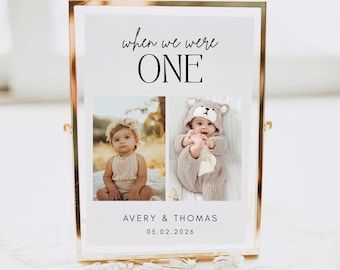When We Were Age Photo Table Number Template, Printable Minimalist Wedding Table Decor, Editable Childhood Photo Sign, Baby Photo Table Sign