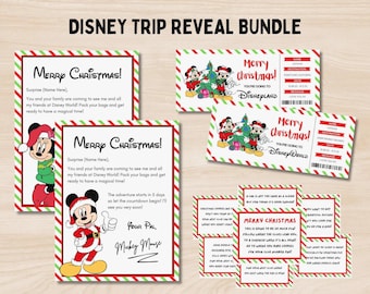 Weihnachten Disneyworld Disneyland Überraschungsreise offenbaren | Bearbeitbares Disneyland Ticket | Micky Buchstabe | Schnitzeljagd | Geschenk offenbaren