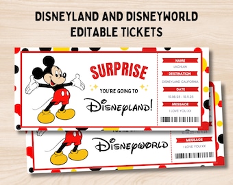 Surprise Disneyland Ticket | Disneyworld Ticket | Editable Ticket | Surprise Trip Reveal Ticket Gift | Disneyland Gift Ticket Keepsake