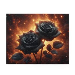 Mystical Black Rose Puzzle - 120, 252, 500 Piece, Gothic Decor, Nature Lover Gift, Cozy Night Activity, Unique Home Decor