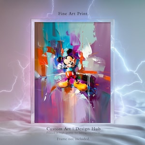 Mickey Mouse Abstract Wall Art – Colorful Disney Character Fine Art Print for Playful Home Decor