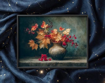 秋の葉の静物画：素朴な植物の秋の装飾 - Etsy 日本