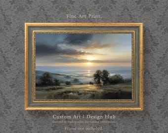 Goldene Stunde Sonnenuntergang Poster: Friedliche Landschaft Wandkunst