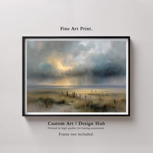 Stormy Sky Art Print | Lightning Landscape Painting | Dramatic Weather Wall Decor