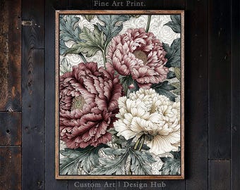 Vintage Blumen Illustration, Pfingstrose Blumen Illustration, Vintage Blumen Illustration, rustikales Dekor