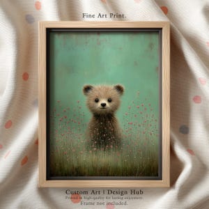 Cute Bear Nursery Wall Art Print – Whimsical Baby Animal Illustration for Kids Room