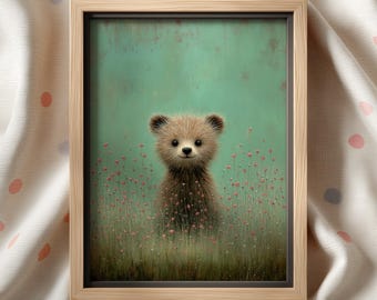 Bear Nursery Art Print: Whimsical Baby Animal Illustration
