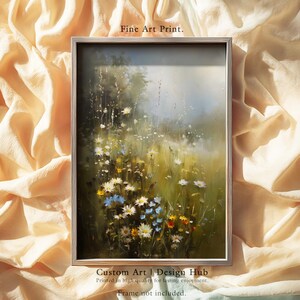 Impressão artística de prado de flores silvestres – Pintura floral de verão, decoração de parede botânica Cottagecore