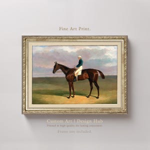 Racehorse and Jockey Fine Art Print – Vintage Equestrian Wall Art, Classic Horse Racing Scene for Traditional Home or Office Decor
