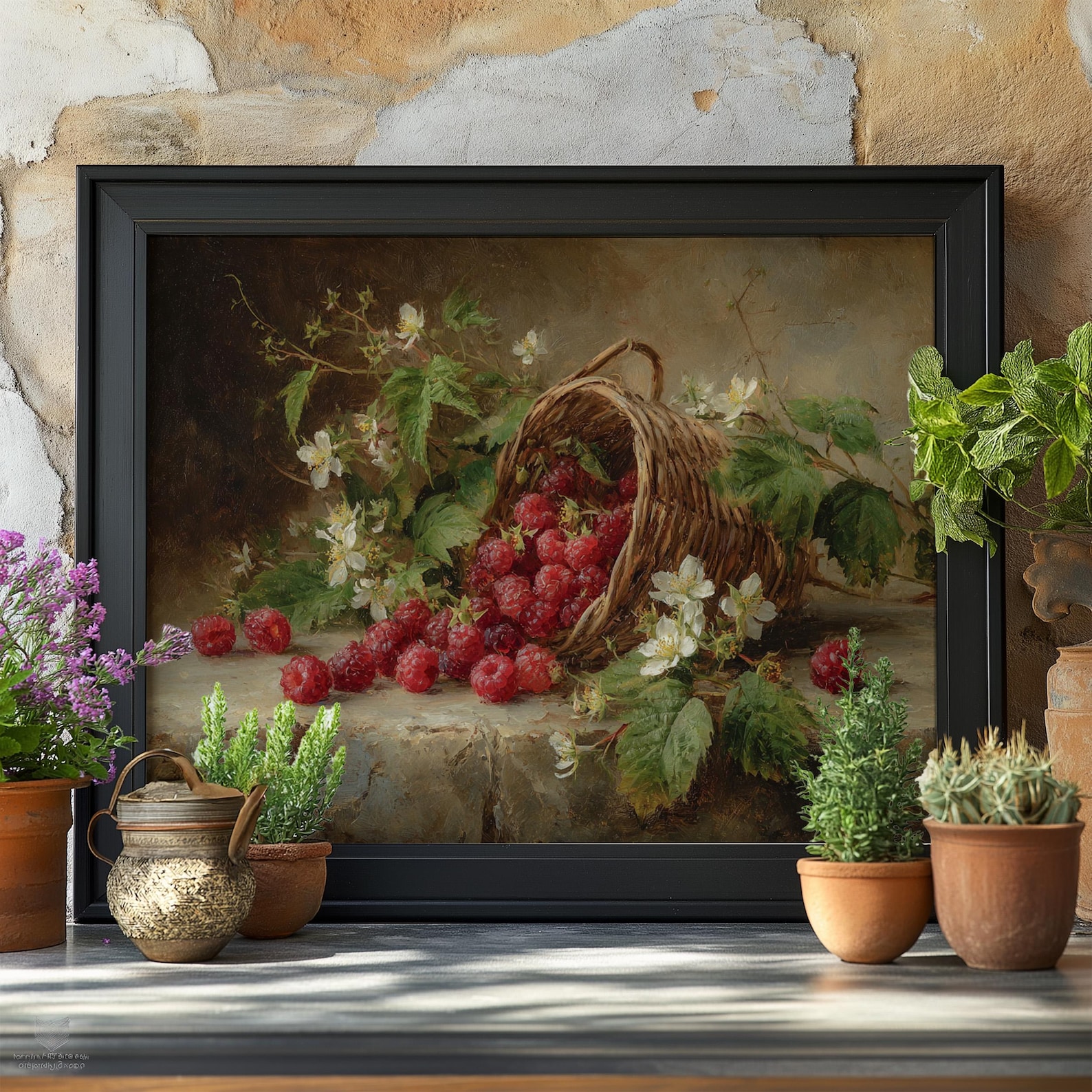 Vintage Raspberry Themed Decor Raspberry Still Life Print: Vintage Kitchen Wall Art, Rustic Farmhouse ...