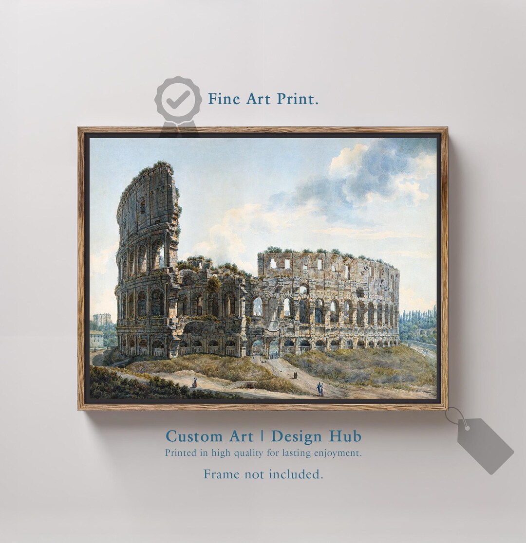 Colosseum Rome Wall Art Print, Ancient Ruins Architectural Landscape ...