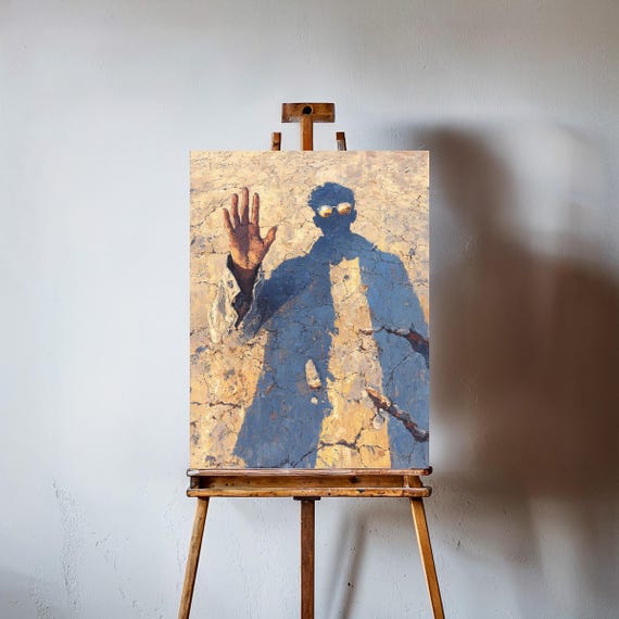 Surreal Shadow Figure Art Print: Modern Textured Painting - Etsy