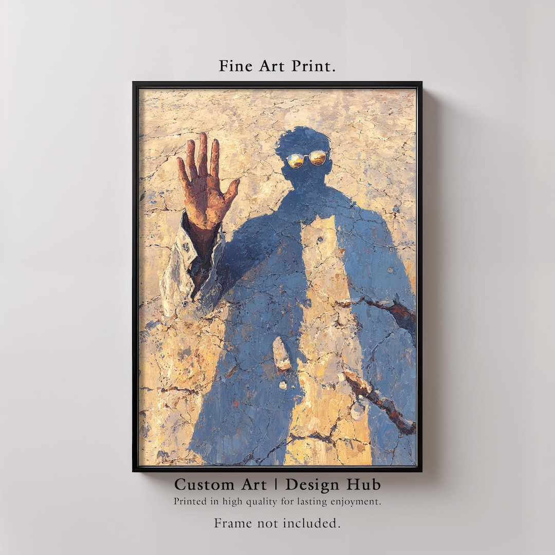 Surreal Shadow Figure Art Print: Modern Textured Painting - Etsy