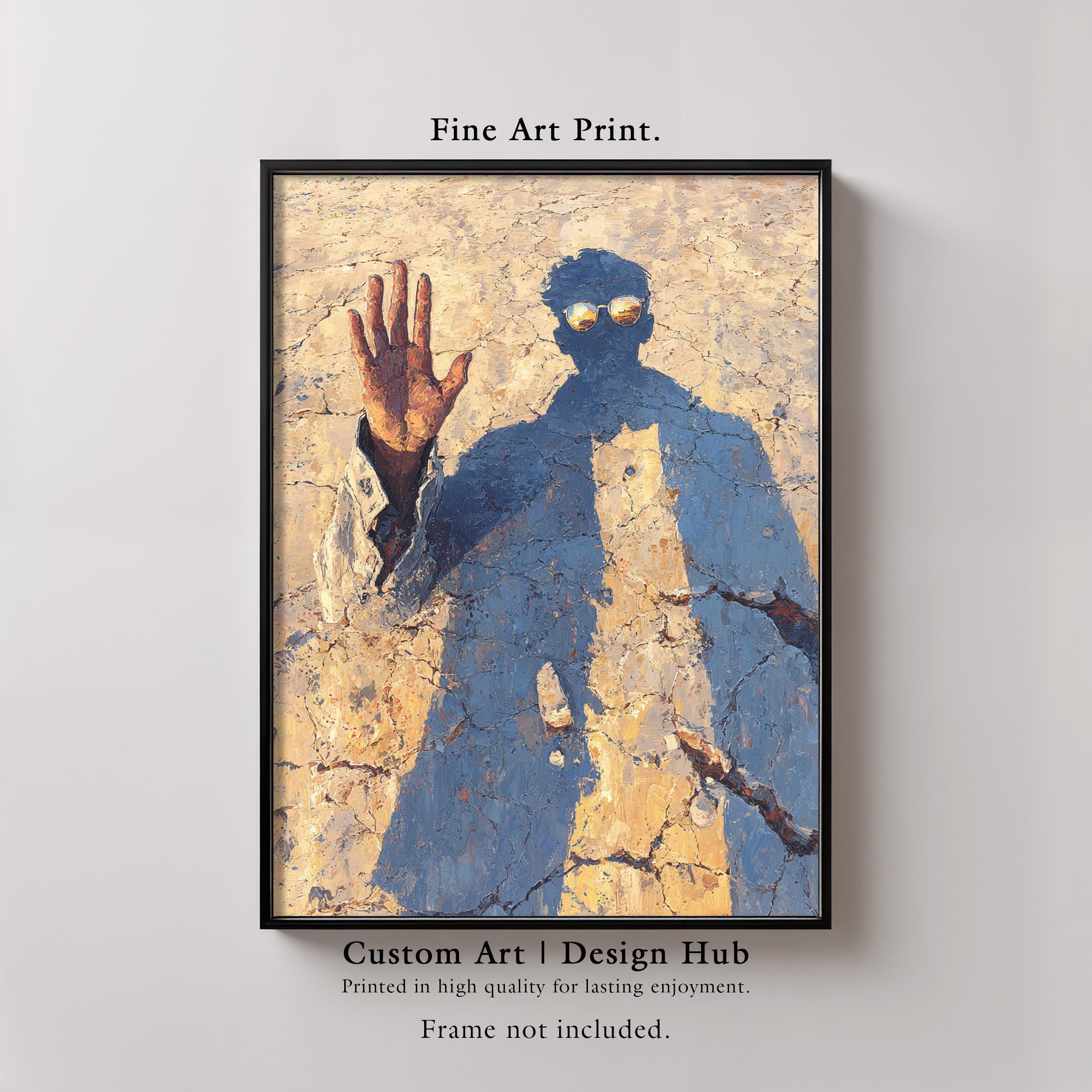 Surreal Shadow Figure Art Print: Modern Textured Painting - Etsy