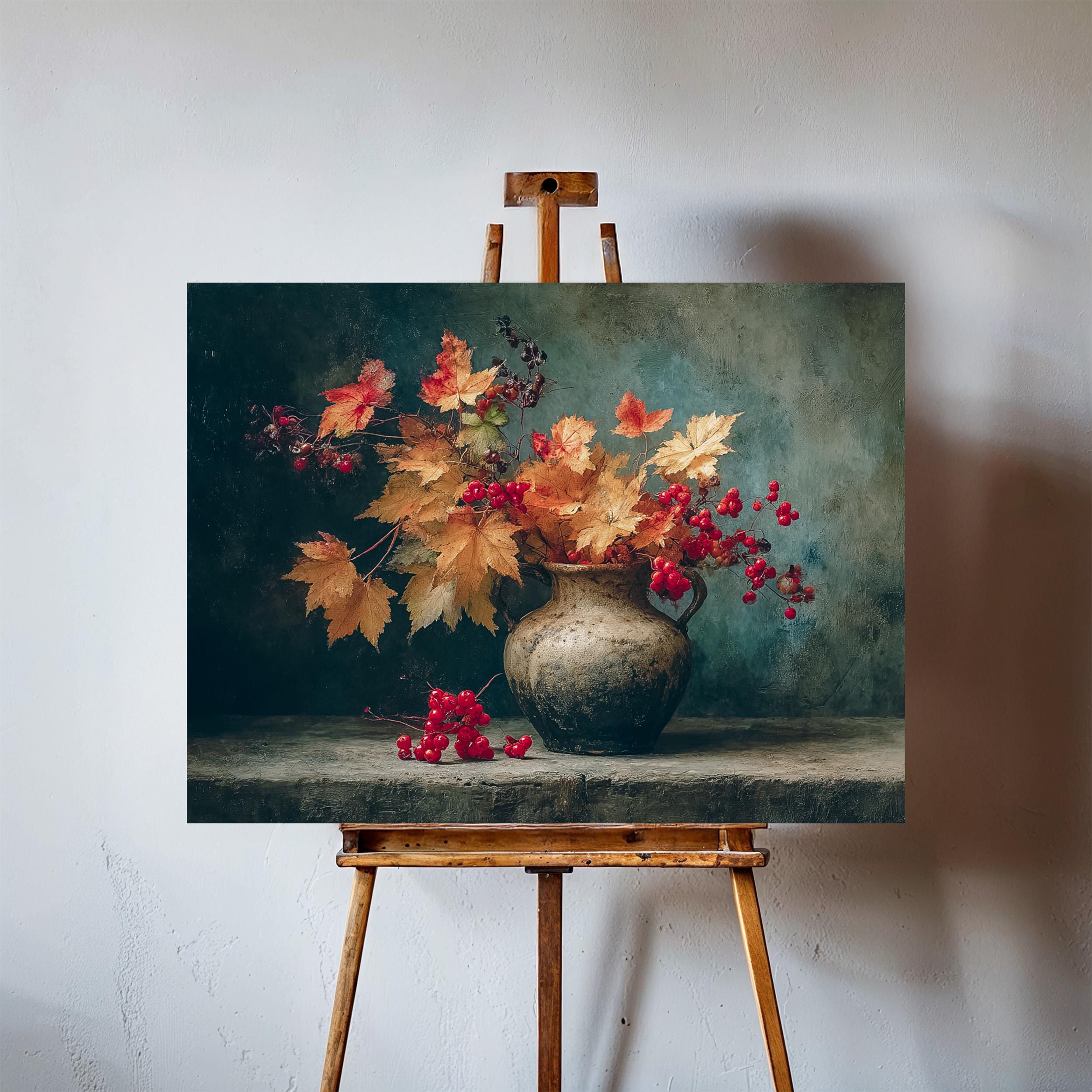 秋の葉の静物画：素朴な植物の秋の装飾 - Etsy 日本