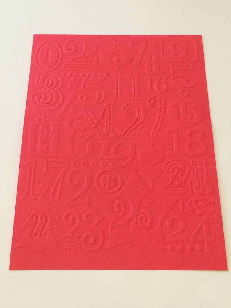 6 Christmas Countdown Embossed Cardstock 5 by 7 Choose your Color