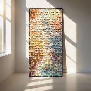 Geometric Wood Mosaic Wall Art: 3D Wooden Sculpture