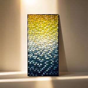 Geometric Wood Mosaic Wall Art: 3D Wooden Sculpture
