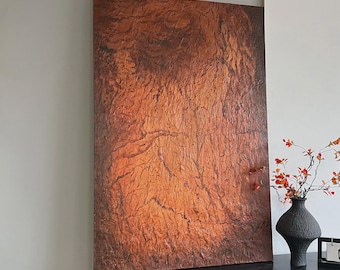 Handmade Burnt Orange Wall Art, Textured Minimalist Abstract Painting, Modern Earth Tone Acrylic Canvas