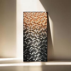 Textured Brown Geometric Wood Wall Art: Modern Sculptural Painting