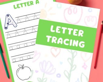 Letter Tracing Worksheets, Alphabet Tracing, Preschool Printable, Tracing Letters A-Z, Educational Printable, Digital Download Kids, ABC PDF