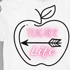 Teacher Life SVG PNG: Back To School T-Shirt Design (Digital Download)