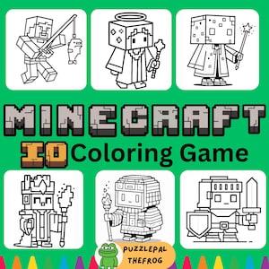Pixel Adventure Coloring Pages  2 – 10 Cute Minecraft-Inspired Printable Characters for Kids | Instant Digital Download