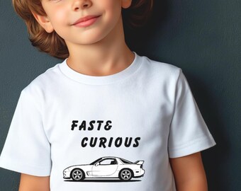 Fast & Curious,kid's shirt,Toddler Tee, JDM FD3S,Cool Kids Clothing, Gift for Young Car Enthusiasts, Birthday Outfit, Automotive Apparel