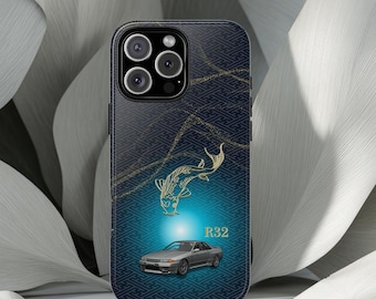 JDM Inspired Car Art | R32 RB26 Phone Case | Japanese Koi Fish Design | Automotive Enthusiast Gift | Protective Phone Cover